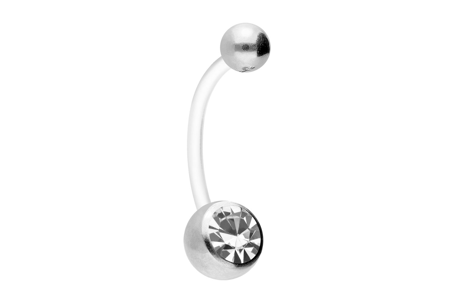 PTFE Bananabell Piercing mit Chirurgenstahl-Kugeln KRISTALL